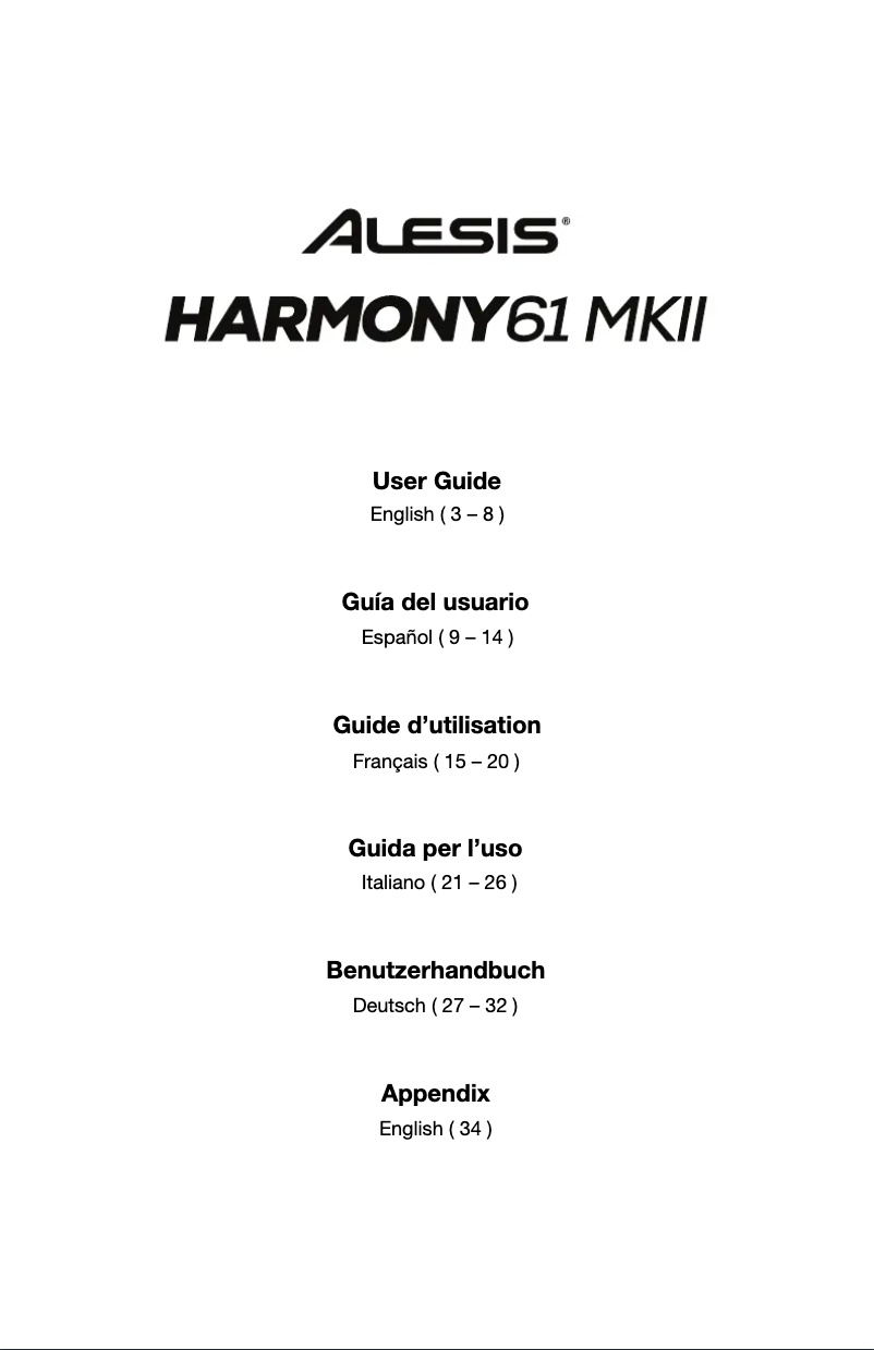Image de la première page du manuel de l'appareil Harmony 61 MKII