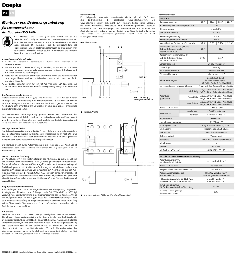 Page n°1 - Manuel utilisateur Doepke DHS 4-125 NA