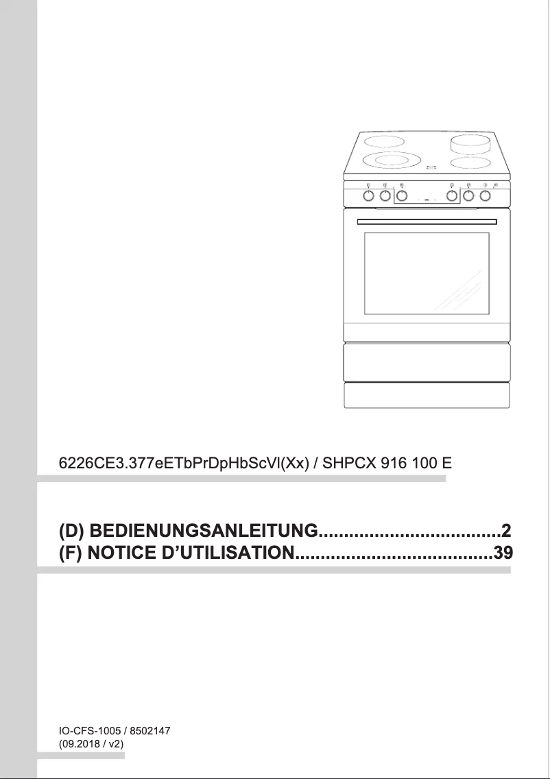 Page n°1 - Manuel utilisateur Amica SHPCX 916 100 E