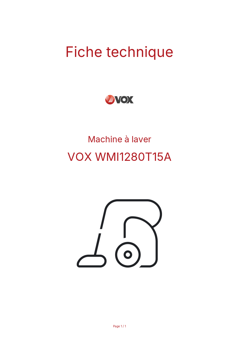 Page n°1 - Fiche technique VOX WMI1280T15A