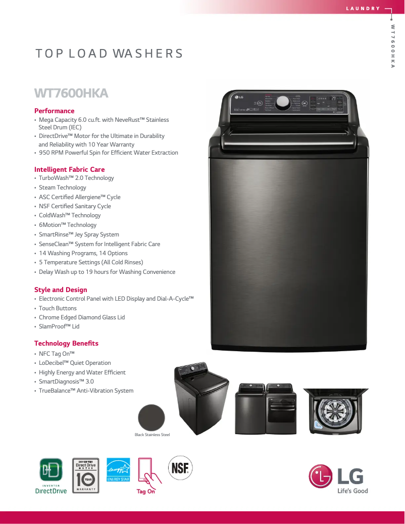 Página 1 del manual Ficha técnica LG WT7600HKA