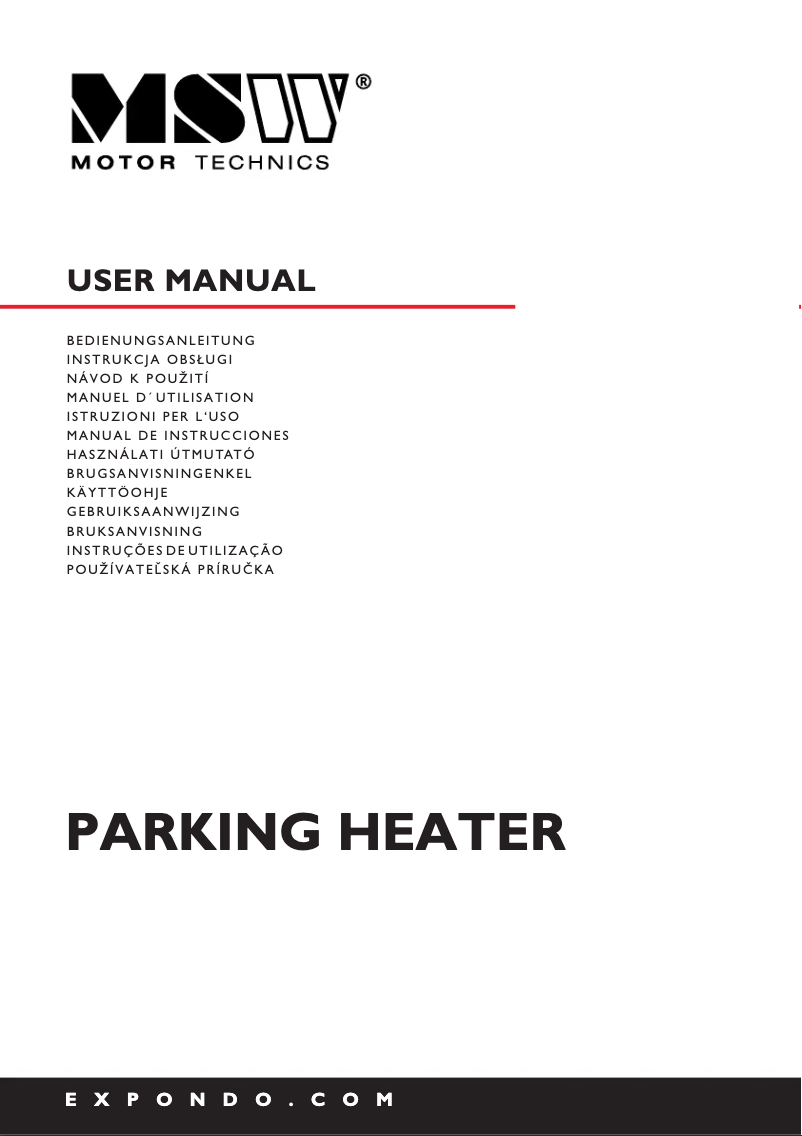 Page n°1 - Manuel utilisateur MSW MSW-DPH-01