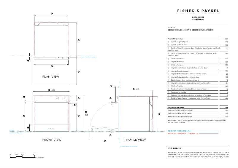 Page n°1 - Fiche technique Fisher & Paykel OB60SD10PX1