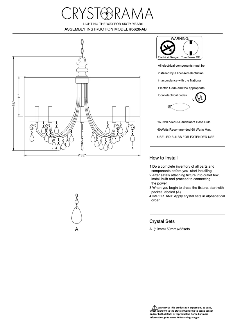 Page n°1 - Manuel utilisateur Crystorama Hampton 5628-AB
