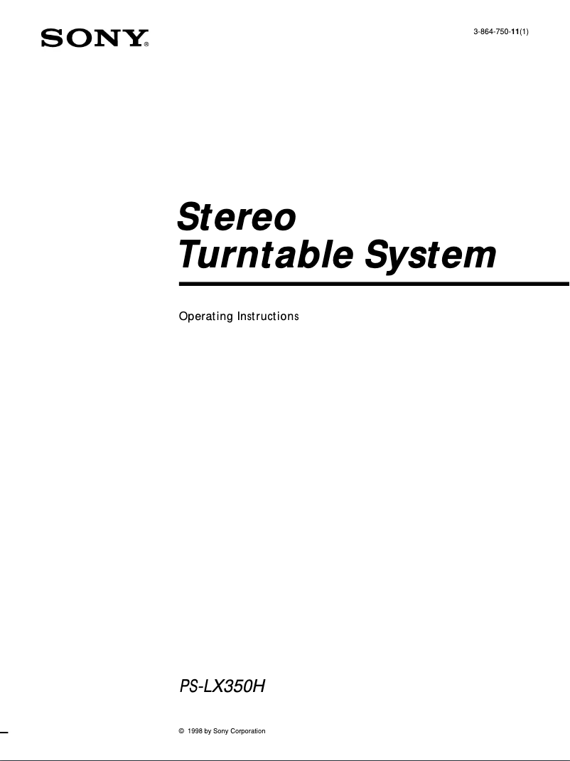 Page n°1 - Manuel utilisateur Sony PS-LX350H