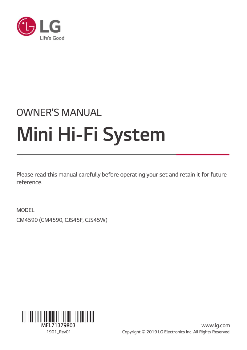 Página 1 del manual Manual de usuario LG XBOOM CM4590