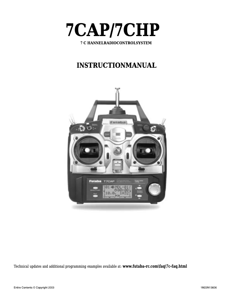 Page 1 de la notice Manuel utilisateur Futaba 7CHP