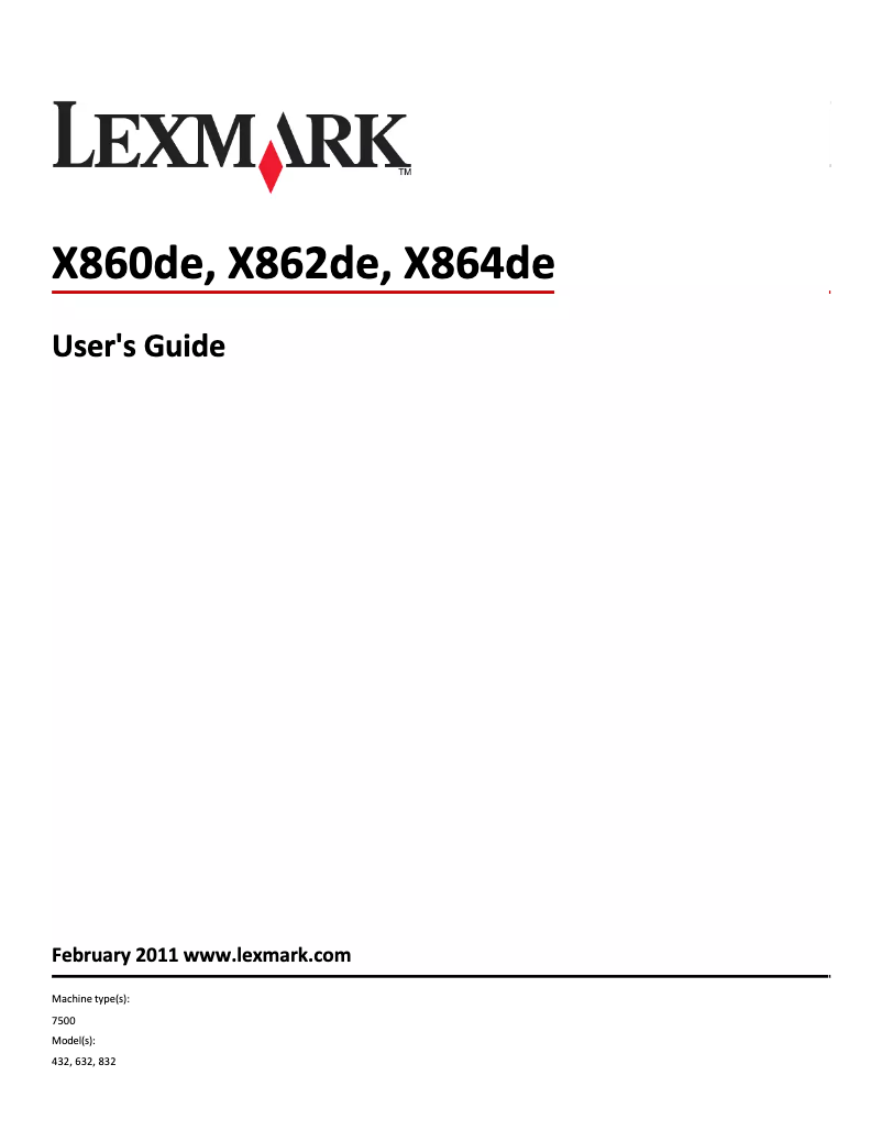 Page 1 de la notice Manuel utilisateur Lexmark X860de 3