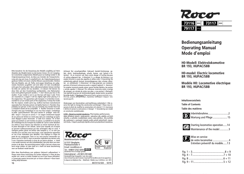Page n°1 - Manuel utilisateur Roco 73116