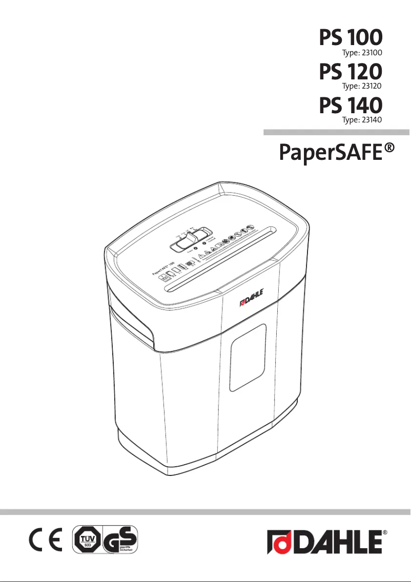Image de la première page du manuel de l'appareil PaperSAFE PS 100