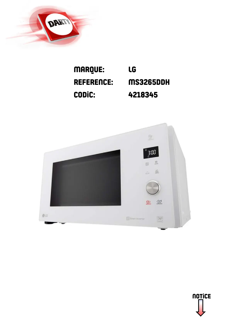 Page 1 de la notice Manuel utilisateur LG MS3265DDH
