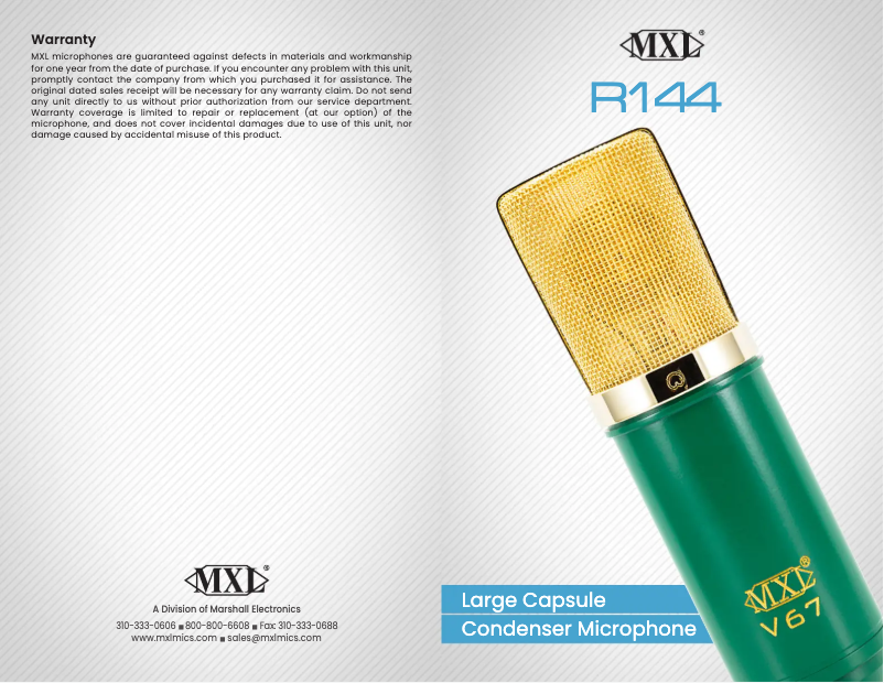 Page 1 de la notice Manuel utilisateur MXL V67G