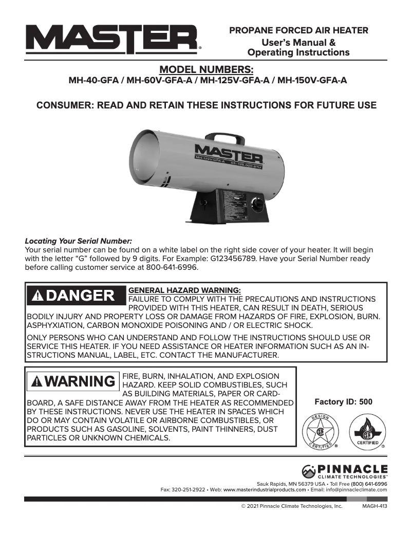 Image de la première page du manuel de l'appareil MH-125V-GFA-A