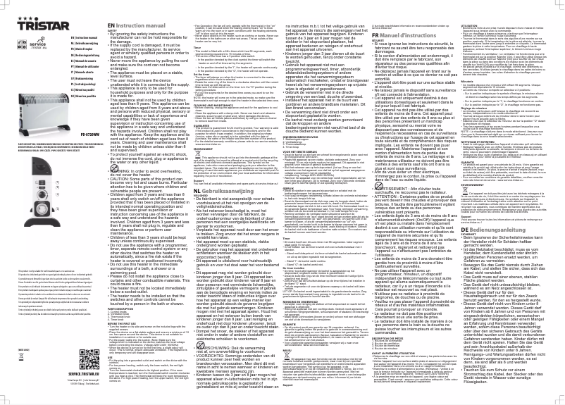 Page 1 de la notice Manuel utilisateur TriStar PD-8720WW