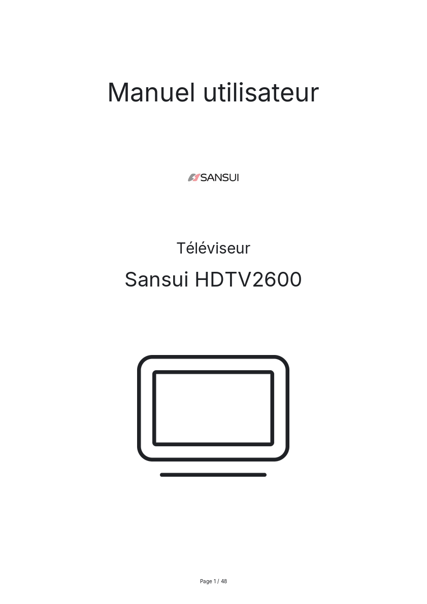 Page n°1 - Manuel utilisateur Sansui HDTV2600