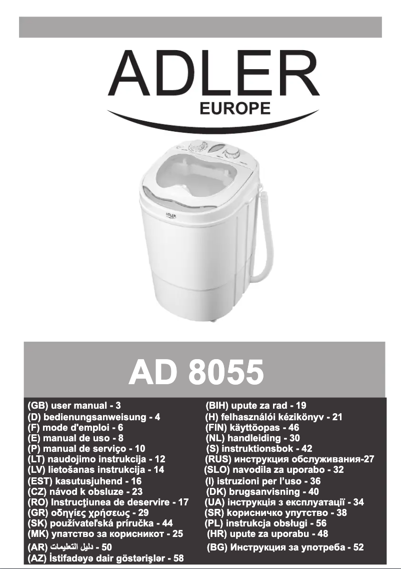 Page 1 de la notice Manuel utilisateur Adler AD 8055