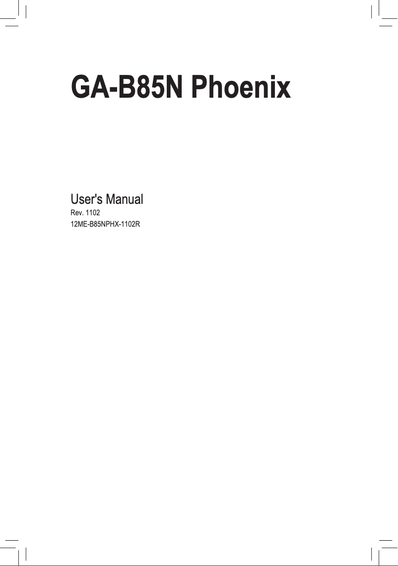 Image de la première page du manuel de l'appareil GA-B85N Phoenix