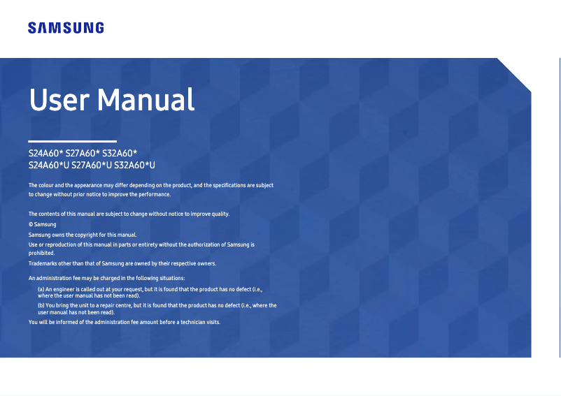 Page 1 de la notice Manuel utilisateur Samsung LS27A60PUUUXEN