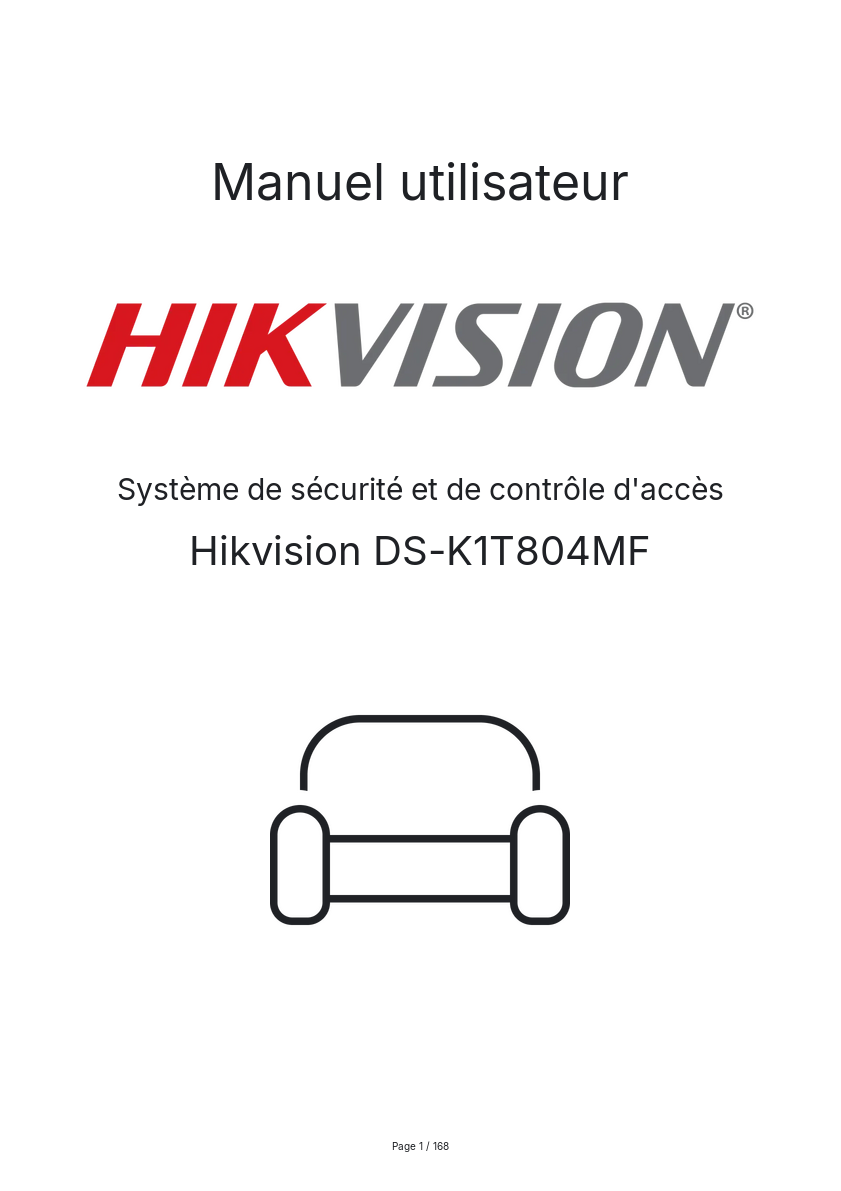 Image de la première page du manuel de l'appareil DS-K1T804MF