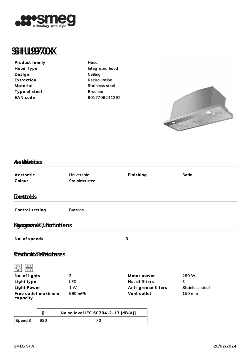 Page n°1 - Manuel utilisateur Smeg SHU970X