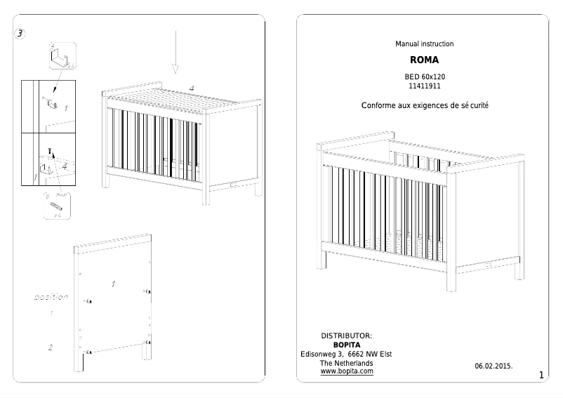 Page 1 de la notice Manuel utilisateur Bopita Roma