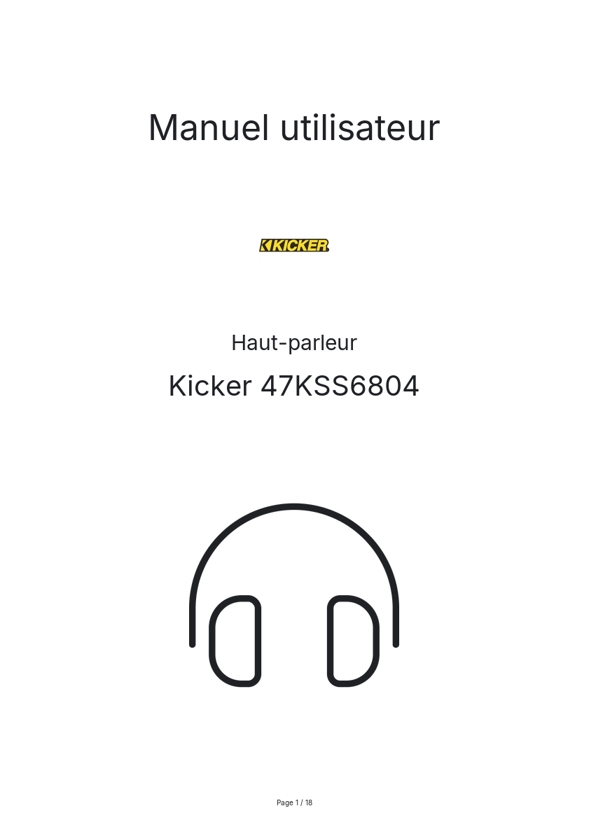 Page n°1 - Manuel utilisateur Kicker 47KSS6804
