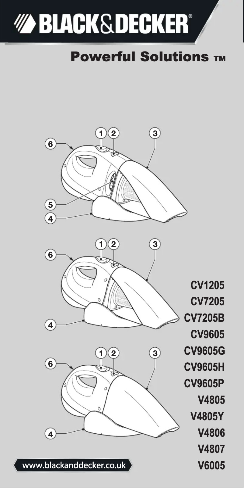 Page 1 de la notice Manuel utilisateur Black & Decker CV1205