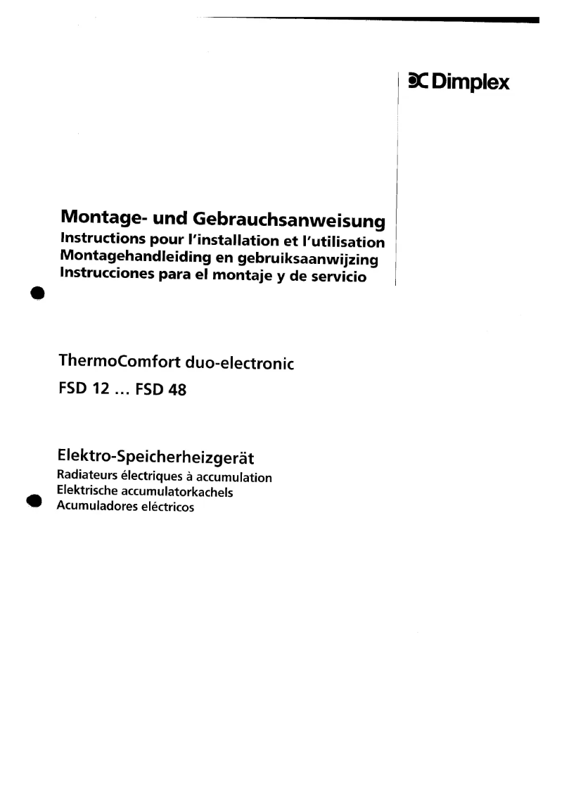 Page 1 de la notice Manuel utilisateur Dimplex FSD 48