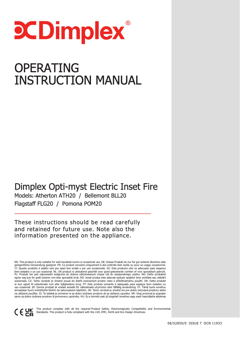 Page 1 de la notice Manuel utilisateur Dimplex FLG20