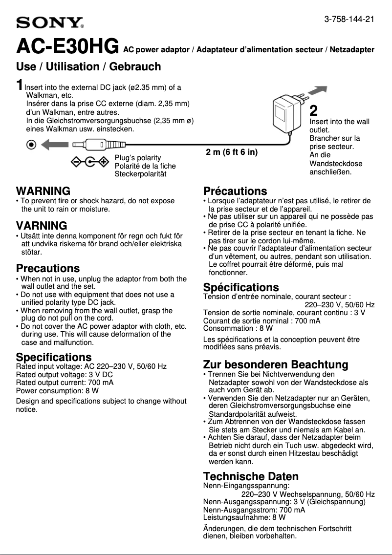 Imagen de la primera página del manual del dispositivo AC-E30HG