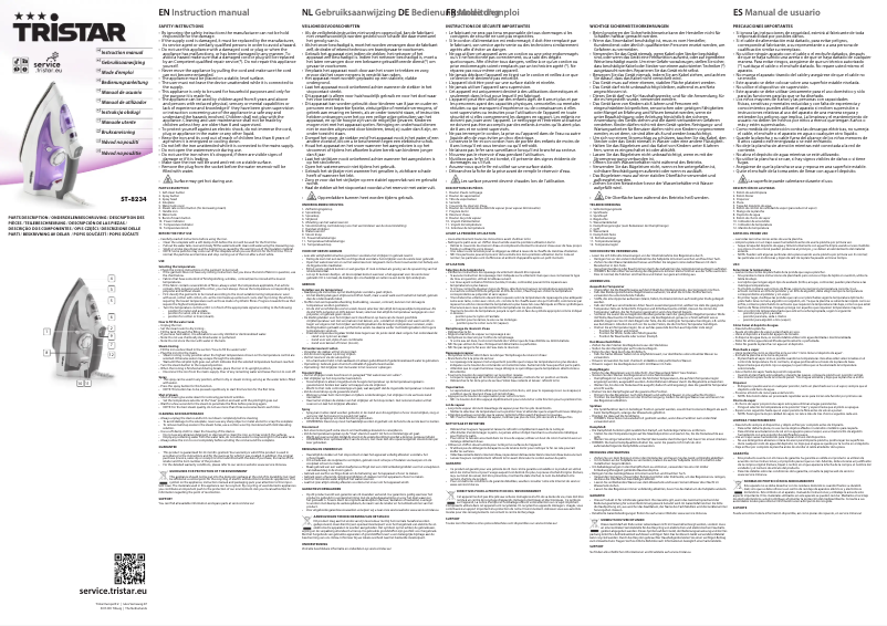 Page 1 de la notice Manuel utilisateur TriStar ST-8234