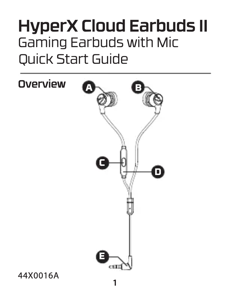 Page 1 de la notice Manuel utilisateur HyperX Cloud Earbuds II