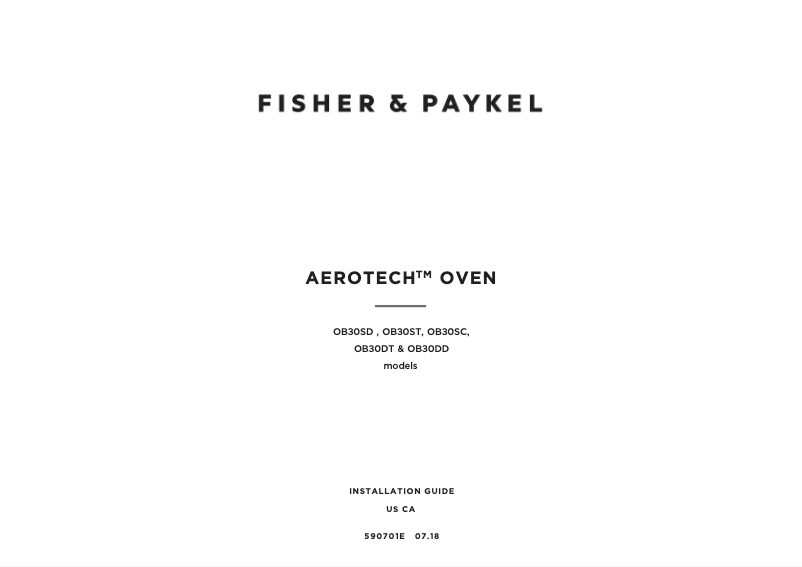 Page 1 de la notice Guide d'installation Fisher & Paykel OB30DDEPX3_N