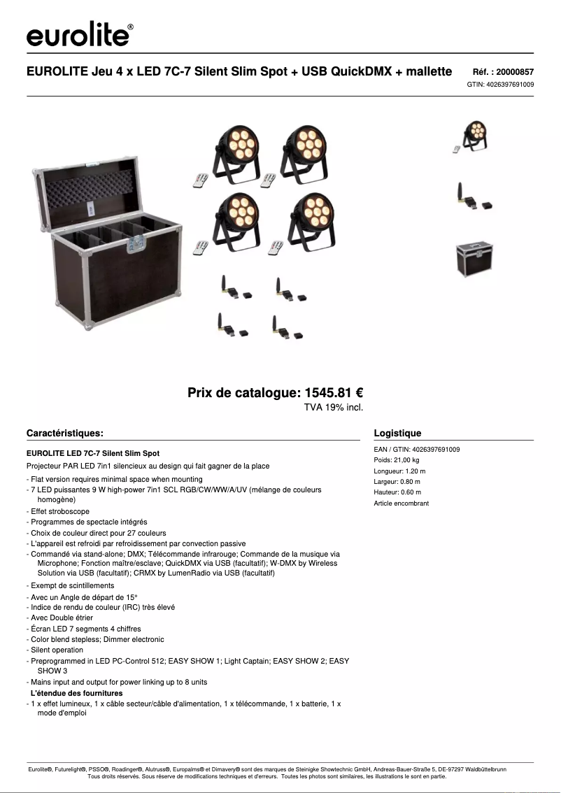 Page n°1 - Fiche technique Eurolite LED 4C-7