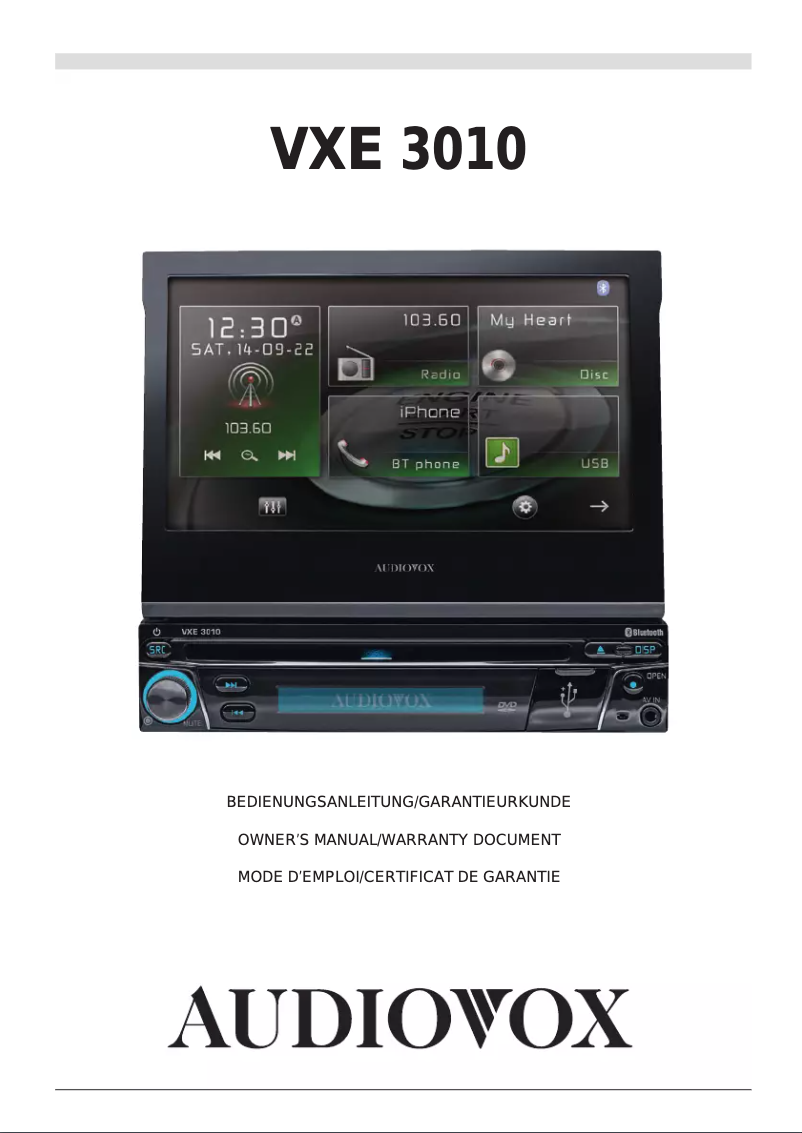 Page n°1 - Manuel utilisateur audiovox VXE 3010