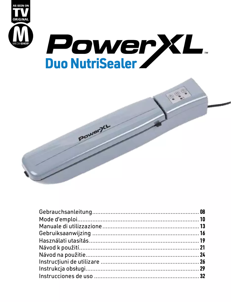 Page 1 de la notice Manuel utilisateur PowerXL Duo NutriSealer