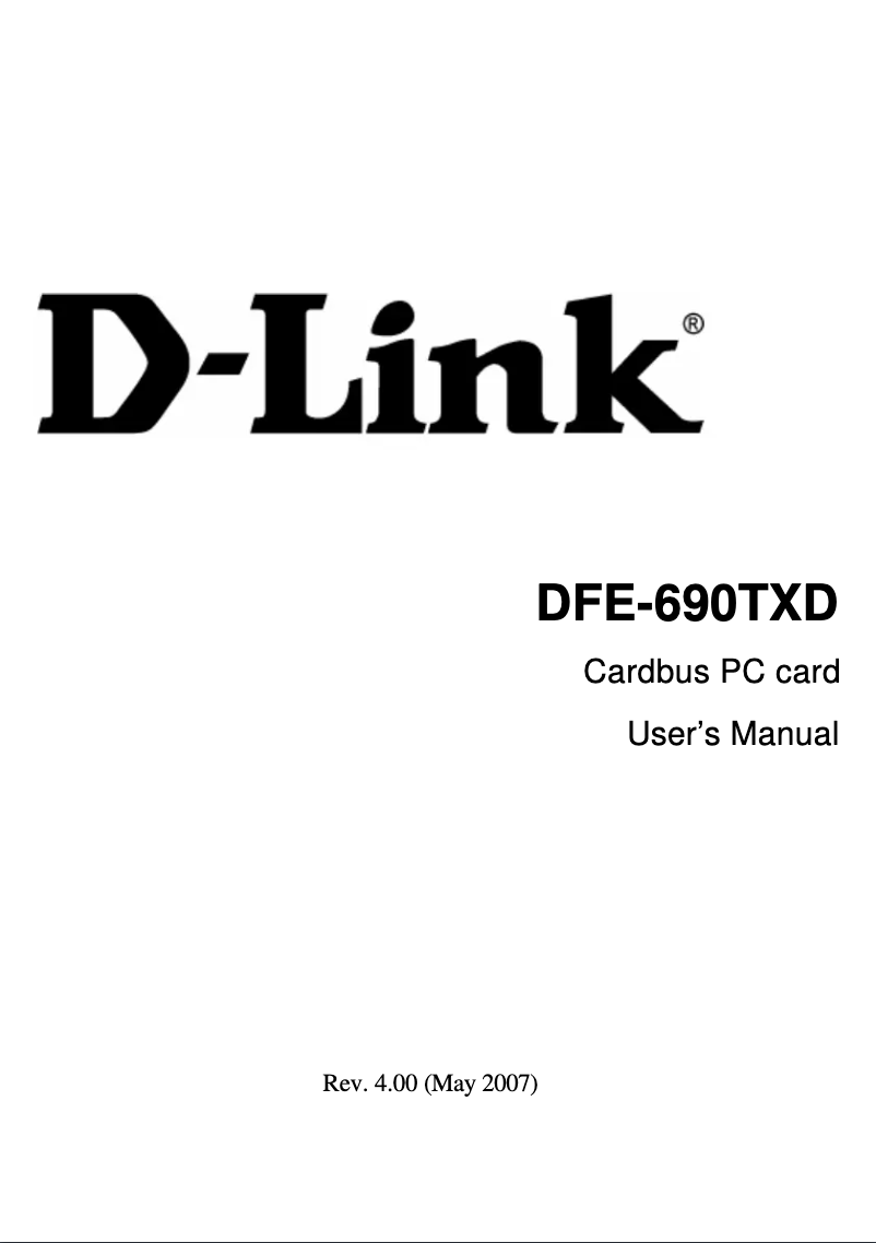 Page 1 de la notice Manuel utilisateur D-Link DFE-690TXD