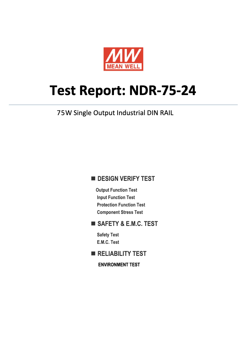 Page 1 de la notice Fiche technique Mean Well NDR-75-24