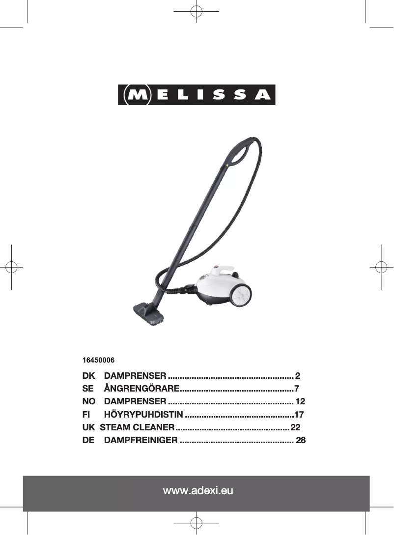 Page n°1 - Manuel utilisateur Melissa 16450006