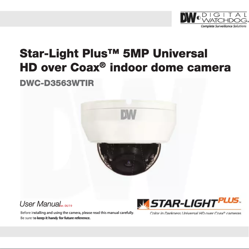 Page n°1 - Manuel utilisateur Digital Watchdog Star-Light Plus DWC-D3563WTIR