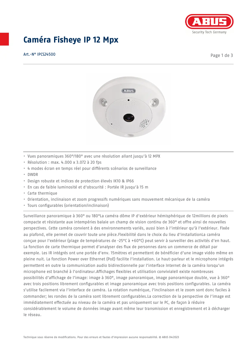 Image de la première page du manuel de l'appareil IPCS24500