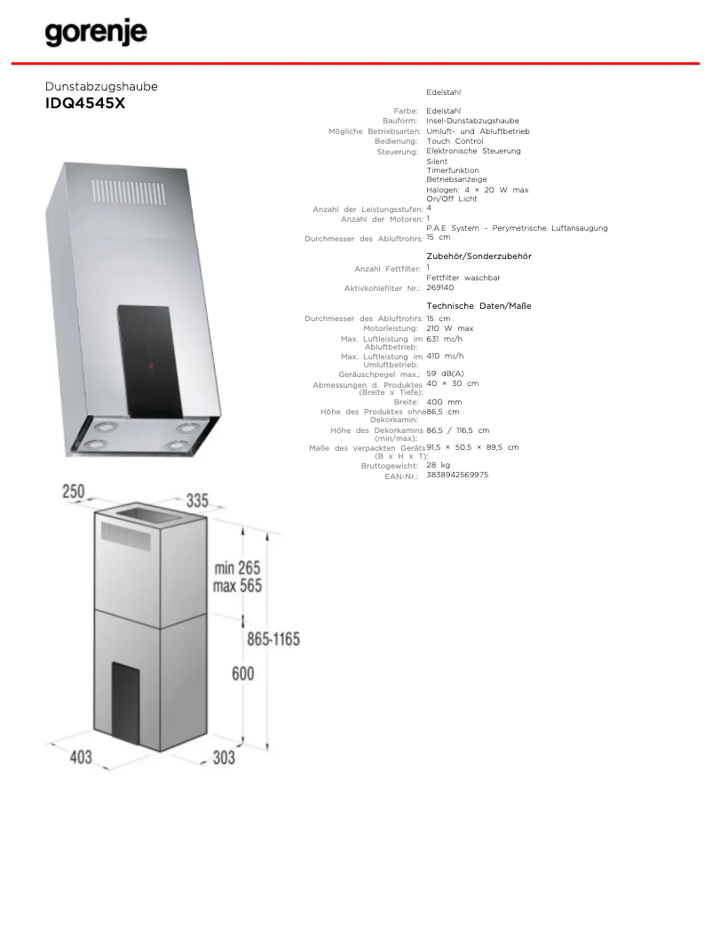 Image de la première page du manuel de l'appareil IDQ4545X