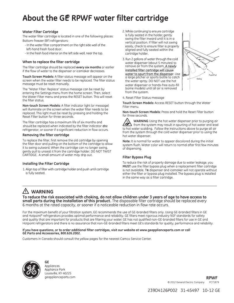 Image de la première page du manuel de l'appareil RPWF3PK
