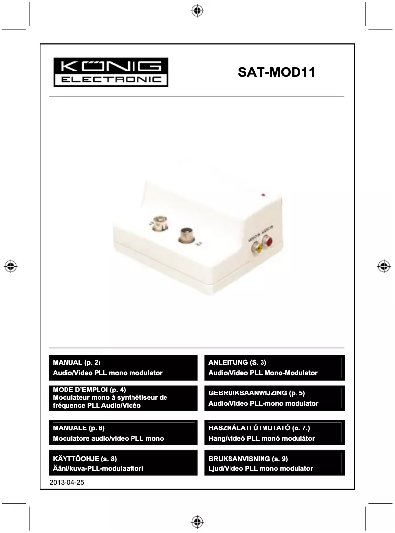 Page 1 de la notice Manuel utilisateur Konig SAT-MOD11
