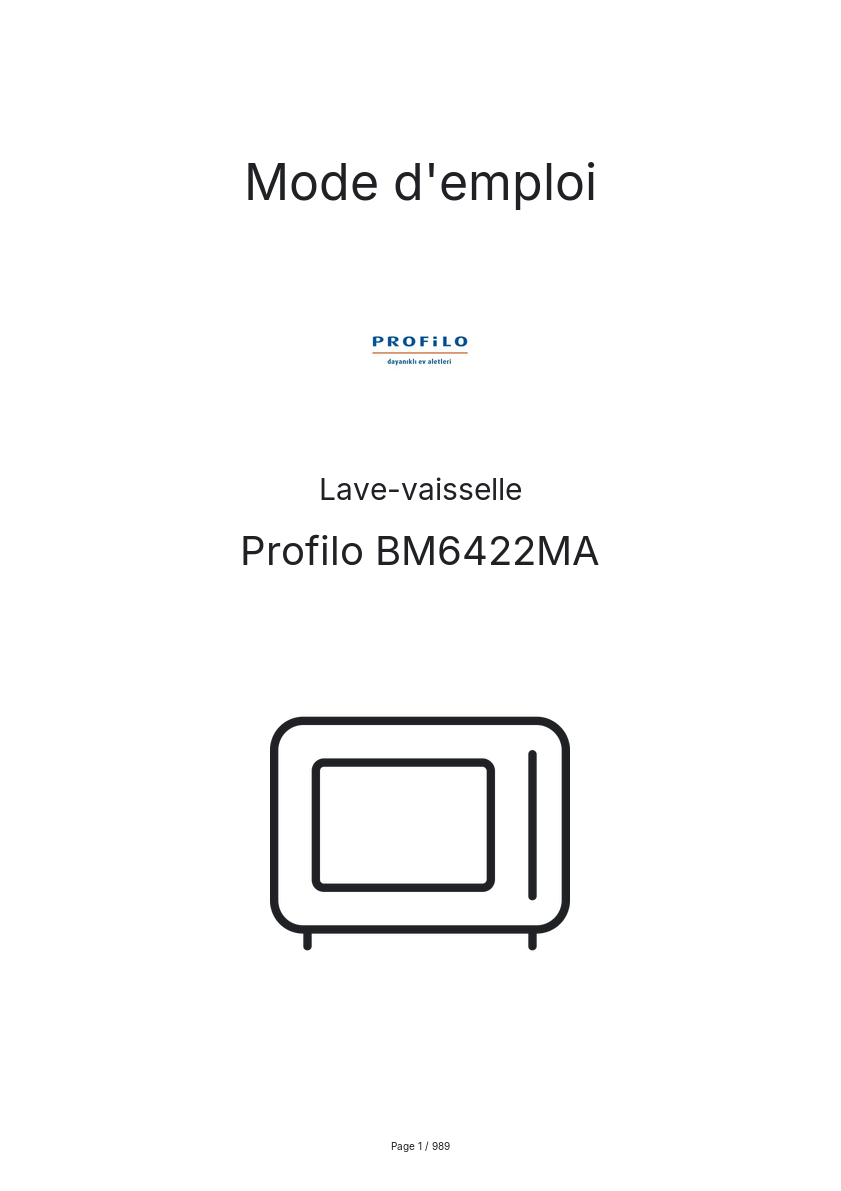 Page n°1 - Mode d'emploi Profilo BM6422MA