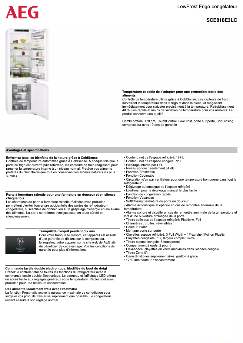 Image de la première page du manuel de l'appareil SCE818E3LC