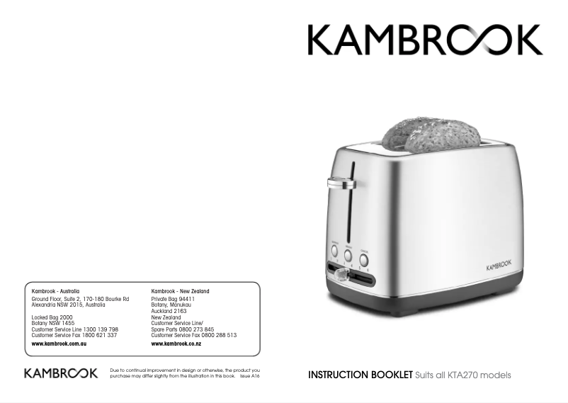 Page n°1 - Manuel utilisateur Kambrook KTA270