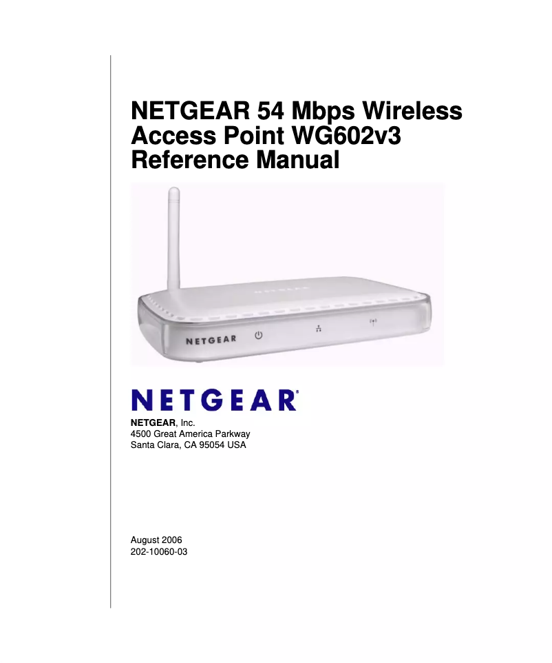 Page n°1 - Manuel utilisateur Netgear WG602v3