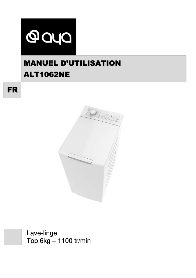 Page n°1 - Manuel utilisateur AYA ALT1062NE