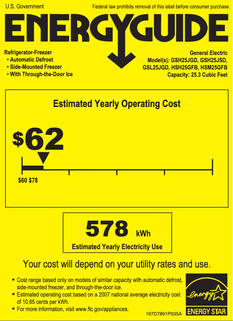 Página 1 del manual Etiqueta energética GE GSH25JSDSS